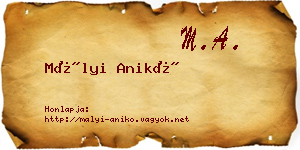 Mályi Anikó névjegykártya